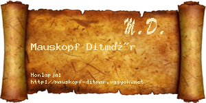 Mauskopf Ditmár névjegykártya